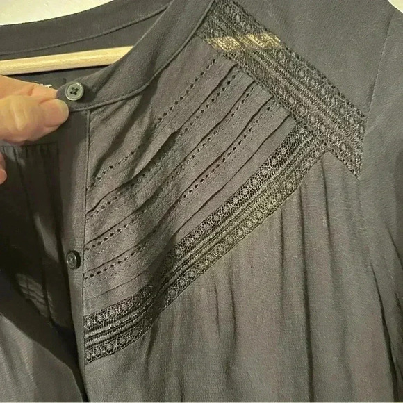 ANN TAYLOR LOFT ROMPER Long Sleeve 100% rayon women L black/dark gray romper - Picture 4 of 11